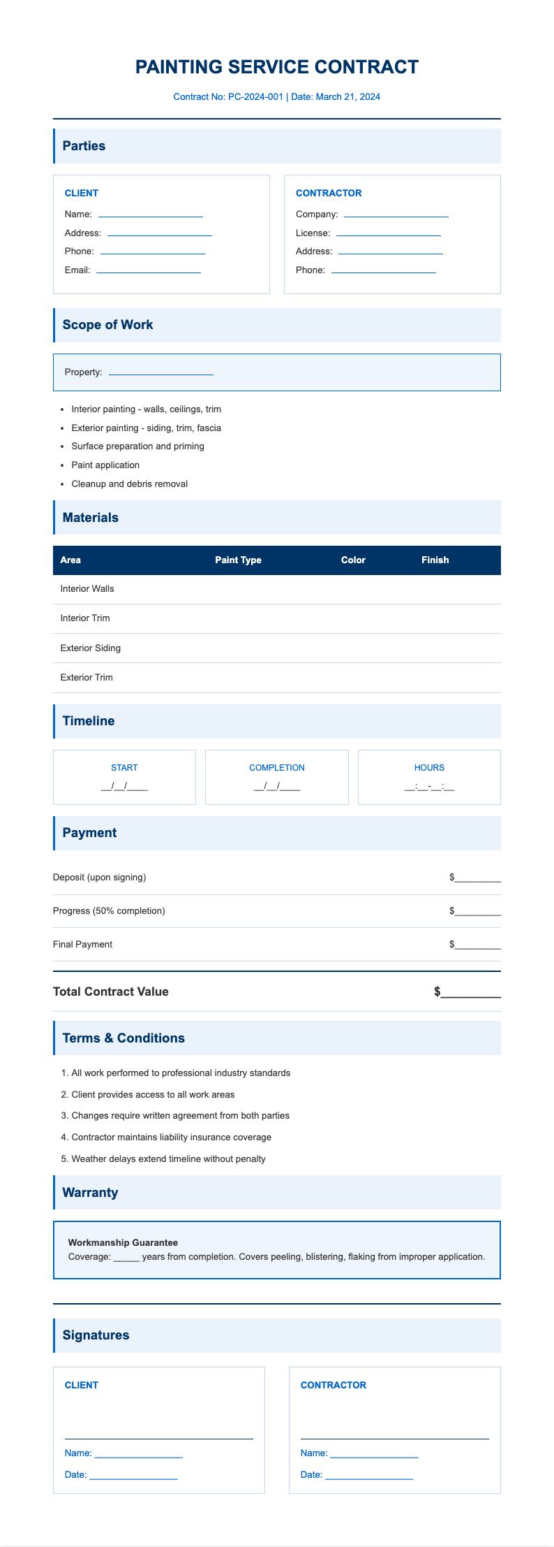 Corporate standard painting contract